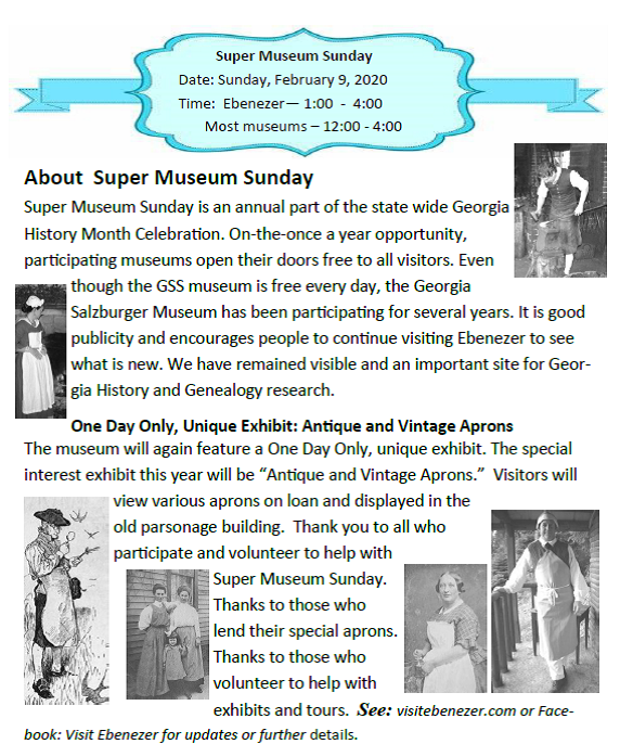 Super Museum Sunday 2020 Visit Ebenezer GA Home of the